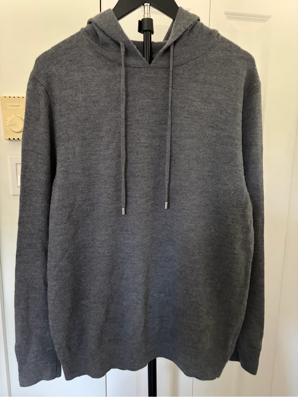 Men's Gray Hooded Knit Sweater